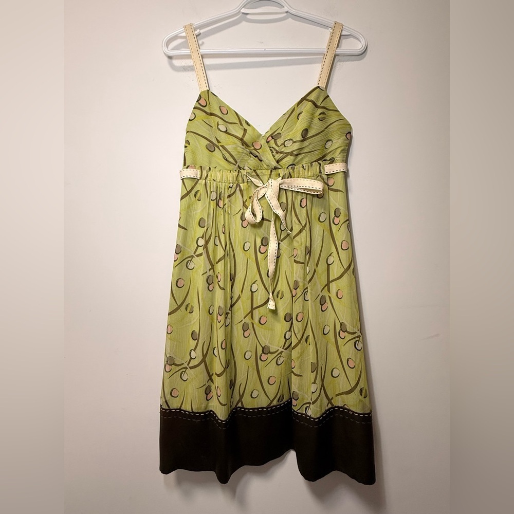 BCBGMaxAzria Green and Brown Mini Dress - Picture 3 of 12
